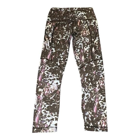 Lululemon All Sport Crop Floral Sport Tranquil Blue Multi Leggings w Pocket Sz 4 - Picture 2 of 6